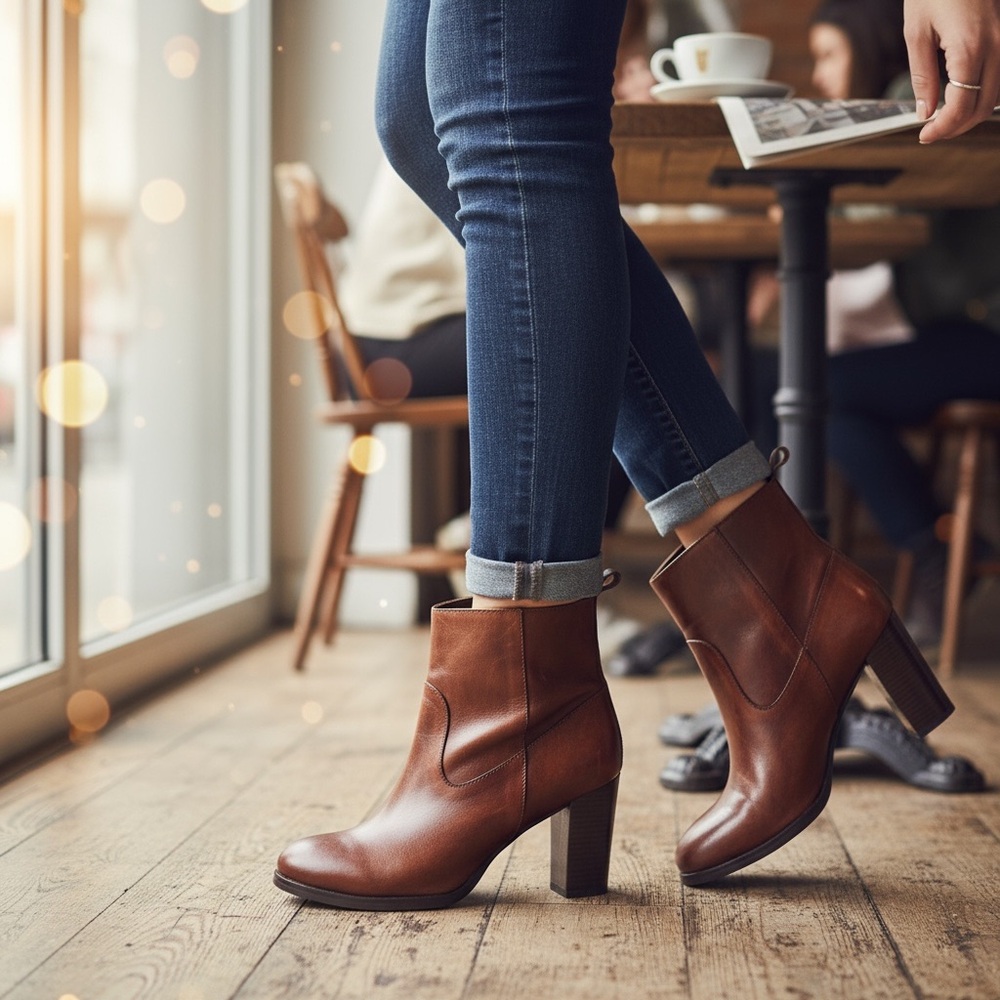 Cole Haan Chestnut Leather Heeled Boots - Picture 7 of 8